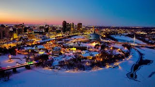 Winter At The Forks  Winnipeg MB Canada  Drone 4K [upl. by Airoled170]