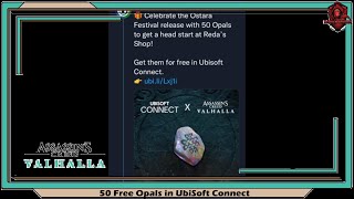 Assassins Creed Valhalla 50 Free Opals in UbiSoft Connect [upl. by Nnednarb733]