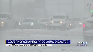 Lake effect storm heavy snowfall prompts disaster declaration for Erie County [upl. by Aettam]