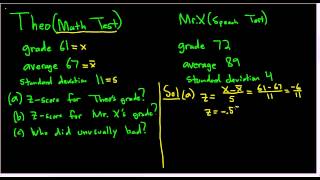 Computing zscoresstandard scores and comparing them [upl. by Thury]