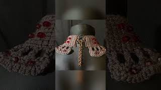 Ruffle And Red Bead Crochet Choker crochet handmade artisanjewelry jewelry [upl. by Onej]