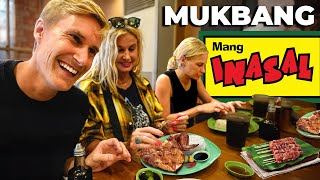 American Family Tries MANG INASAL MUKBANG 🇵🇭 1st Time Ever [upl. by Nailil]