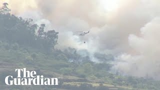 Waterdropping helicopters deployed on Tenerife as wildfire rages [upl. by Myrna]