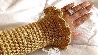 How To Crochet Glamas Ruffly Wrist WarmersCoat Cuffs [upl. by Coonan]