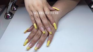 ACRYLIC SOAK OFF  FULL SET  COFFIN NAILS 💛 [upl. by Aiello]