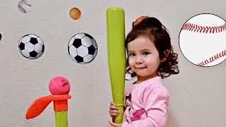 Learn Colors with Sports Balls Toddlers Playing T Ball Learning Colour for Babies and Preschool Kids [upl. by Steddman]