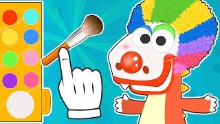 Learn with EDDIE How to do CLOWN Makeup 🎊 Eddie the Dinosaur Dresses up as a Clown  Kids Cartoons [upl. by Bartko]