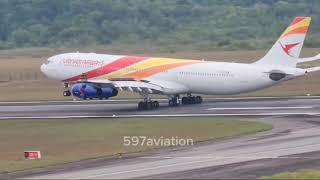 Surinam Airways  A340300  Pride of Suriname  Landing atJohan Adolf Pengel Int’l Airport [upl. by Laen]