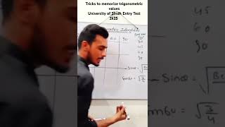 Tricks to memorize trigonometric values  Sinx cosx tanx sindhuniversity entrytest2024 [upl. by Nalahs]