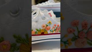 Embroidered flowers on my Converse All Star Sneaker embroidery diy handmade converse [upl. by Ahsakat]