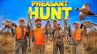 2v2 Pheasant HUNTING FLAIRS FARM For the FIRST EVER  CATCH CLEAN COOK [upl. by Silevi]