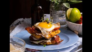 Corn Fritter Breakfast Stacks with Lime Pepper Mayo shorts [upl. by Rubi]