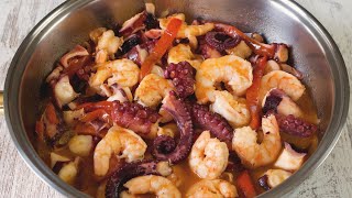 Viejo pescador me da su mejor Receta de Pulpo y Langostinos ¡Buenísimo [upl. by Aicnatsnoc269]