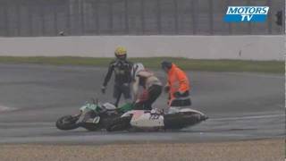 An unusual crash for two race bikes [upl. by Selrac429]