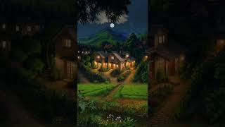 Beautiful Village Night footage clip in moon night animate version shorts [upl. by Akemal58]