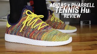 ADIDAS PHARRELL WILLIAMS TENNIS HU MULTICOLOR REVIEW [upl. by Nosemyaj897]