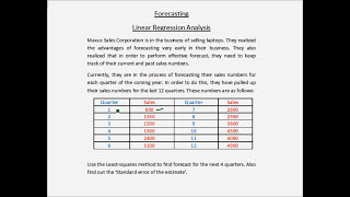 Forecasting  Linear regression  Example 1  Part 1 [upl. by Ledda32]