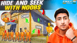 HIDE AND SEEK With Noobs🤣🤯 Free Fire India [upl. by Folly195]