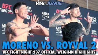 Brandon Moreno vs Brandon Royval 2 Official WeighIn Highlights  UFC Fight Night 237 [upl. by Krucik]