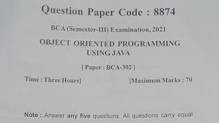 Object oriented programming using java  bca question paper 3rd semester 2022 lucknowuniversity [upl. by Tnarb]