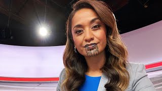 Maori Woman With Face Tattoo Is 1st to Anchor Primetime News [upl. by Llennyl541]