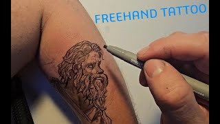 Drawing Temporary Greek Arm Tattoo Freehand [upl. by Bili]