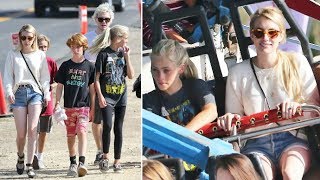 Emma Roberts And Fiance Evan Peters Treat Julia Roberts Kids To Fun At The Malibu Carnival [upl. by Ardnasac259]