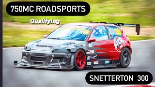 SNETTERTON 750mc Tegiwa Roadsports Full Qualifying Footage  K24 ROTREX Honda Civic EG [upl. by Aerdnahc]