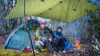 CAMPING in a RAINSTORM  Forced to seek SHELTER  Heavy Rain [upl. by Tod126]