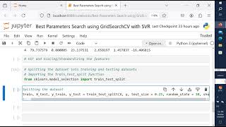 Hyperparameter Tuning using GridSearchCV with SVR in Jupyter Notebook [upl. by Mufinella]