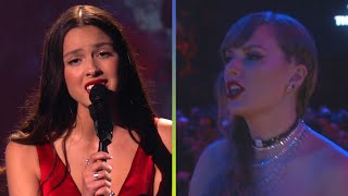 GRAMMYs Taylor Swift JAMS OUT to Olivia Rodrigos Vampire Performance [upl. by Artimas]