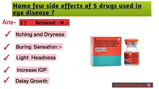 Side effects of common Five Eye drops  Atropine  Nepafenec  timolol  Prednisolone  Betnisole [upl. by Edbert]