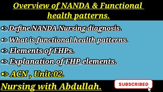 Overview of NANDA and Functional health pattern PostRn 1st semester Unit 2 ACN [upl. by Amata111]