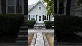 Lindenhurst walkway stoop and blacktop driveway prep hardscape design curbapeal masonry pavers [upl. by Aierb]