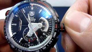 Tag Heuer CAV5185 Gran Carrera cal 36 how to adjust time date and handle screwed crown [upl. by Mckenna]