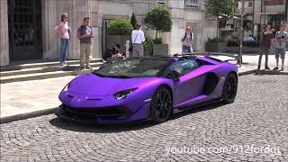 Matt Purple Lamborghini Aventador SVJ Roadster Sounds in Vienna [upl. by Aihsatal]