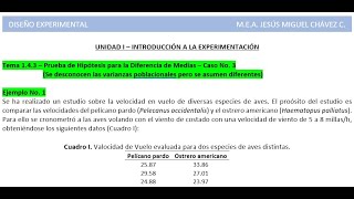 Prueba de Hipótesis Diferencia de Medias varianzas poblacionales desconocidas pero diferentes [upl. by Constantino]