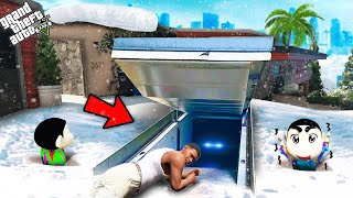 GTA 5  Franklin Made A SECRET Bunker Under His House To Survive Ultimate Coldest Day GTA 5 [upl. by Aikem]