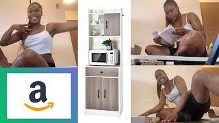 BUILDING THE COSTWAY 71quot KITCHEN BUFFET PANTRY OFF AMAZON [upl. by Bose]