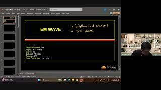 Electromagnetic Waves L1  12th JEE Physics  19th Nov 2024 [upl. by Fechter]