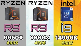 R9 9950X VS R9 9900X VS İ9 14900K VS R9 9950X Zen5 Ryzen 9000 series benchmark [upl. by Gonick262]