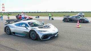 HYPERCAR DRAG RACES AMG One Epitome T50 Jesko Zonda 760MY Murcielago SV amp MORE [upl. by Ynnatirb]