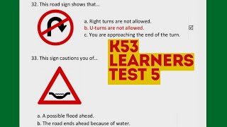 TEST 5  K53 Learners Test Question and Answer  HOW TO PASS ON YOUR FIRST ATTEMPT 2024 [upl. by Sheeree]