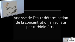 Analyse de leau  les ions sulfates par turbidimétrie Baryum [upl. by Reisch]