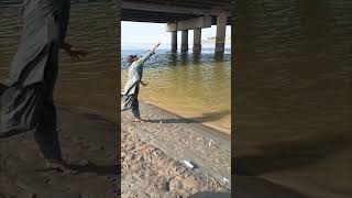 Throwing fishing hook at a very beautiful fishing point  chenab river  fishing viralshorts [upl. by Bouldon506]