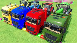 TRANSPORTING FIVE COLOR CHEVROLET POLICE CHEVROLET AMBULANCE TRACTOR Farming Simulator 22 [upl. by Ayerdna344]