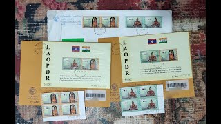 Unpacking Lao PDR Package with Ram Lalla postage stamp [upl. by Donata882]