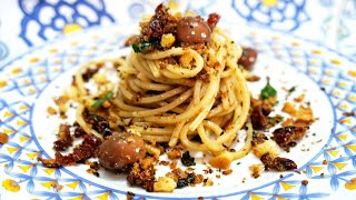 SPAGHETTI ALLA SICILIANA con muddica dorata e acciugheFACILE ECONOMICO [upl. by Yrogiarc]