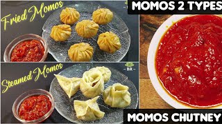 Steam and Fried Momos Recipe  2 tyoes of momos 5 Styles of Folding Spicy Momos Chutney Recipe Br [upl. by Yrffoeg635]