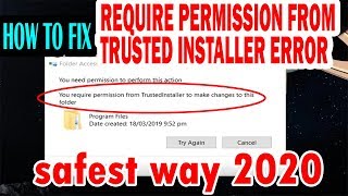 100 fix for require permission from TrustedInstaller error windows 7 8 10 [upl. by Enaelem]